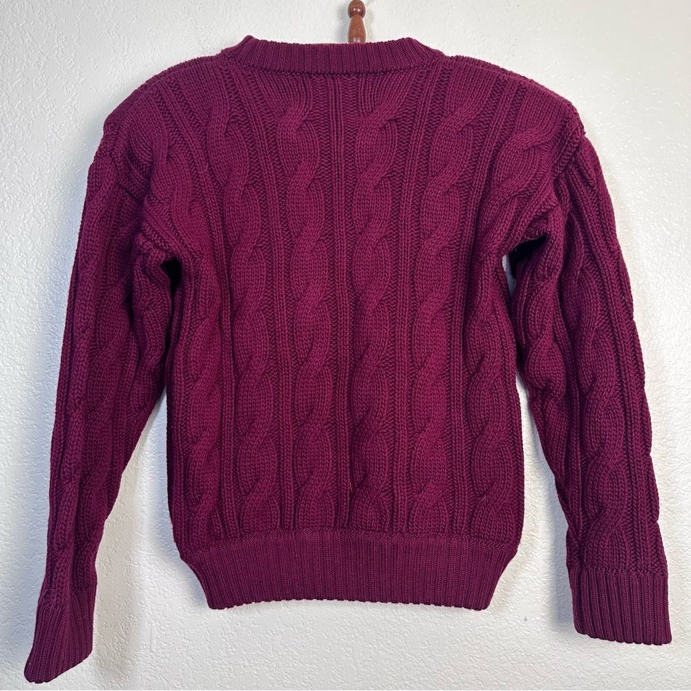 Rowen Rose Round Neck Knit Sweater in Bordeaux Size S - Picture 9 of 9